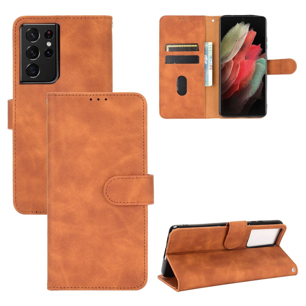 Delicate PU Leather Wallet Cell Phone Case for Samsung Galaxy S21 Ultra 5G