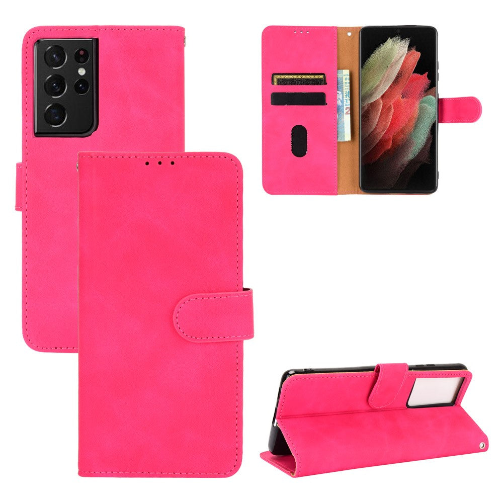Delicate PU Leather Wallet Cell Phone Case for Samsung Galaxy S21 Ultra 5G
