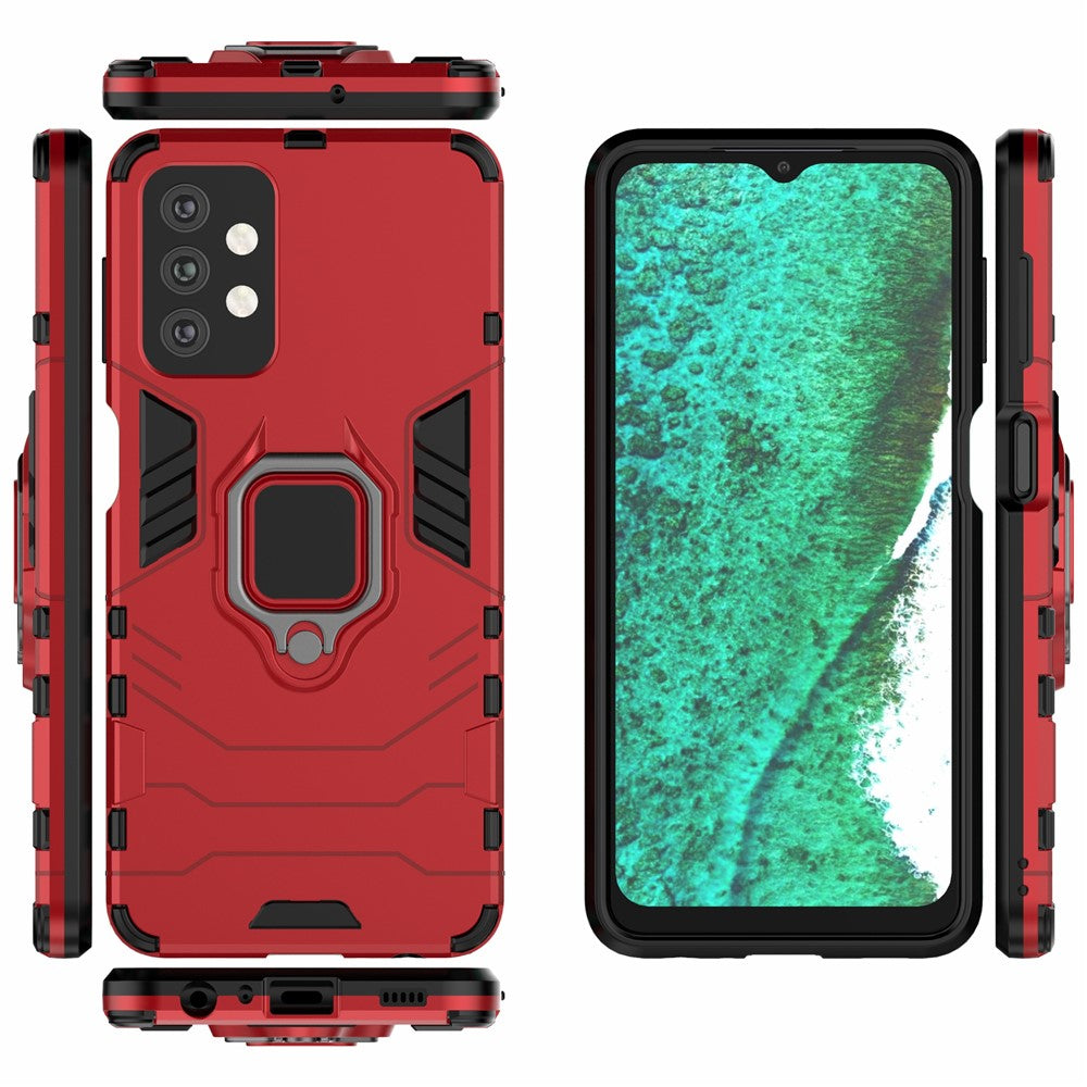 Cool Guard Ring Holder Kickstand PC TPU Hybrid Case Protective Shell for Samsung Galaxy A32 5G/M32 5G