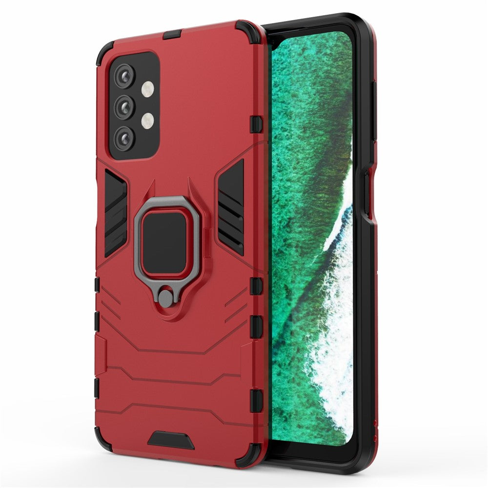 Cool Guard Ring Holder Kickstand PC TPU Hybrid Case Protective Shell for Samsung Galaxy A32 5G/M32 5G