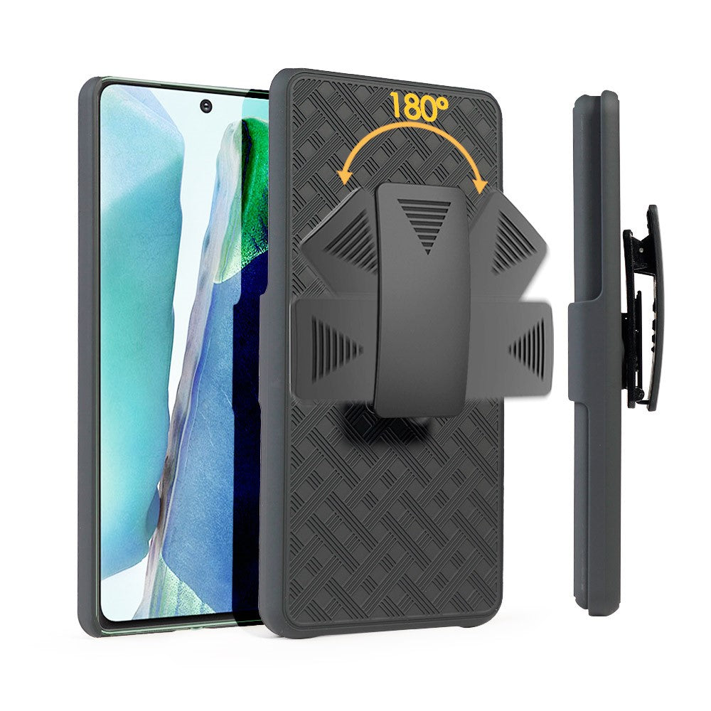 Drejelig Bælteclips Indbygget Støtteben Vævet Tekstur PC Hardcase til Samsung Galaxy S21 4G/5G