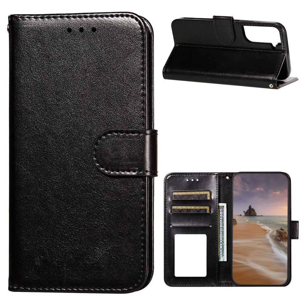 Dual-sided Magnetic Clasp Leather Wallet Stand Phone Case Shell for Samsung Galaxy S21+ 5G