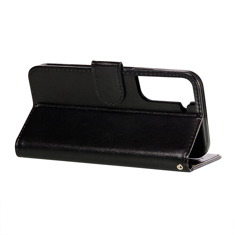 Dual-sided Magnetic Clasp Leather Wallet Stand Phone Case Shell for Samsung Galaxy S21+ 5G