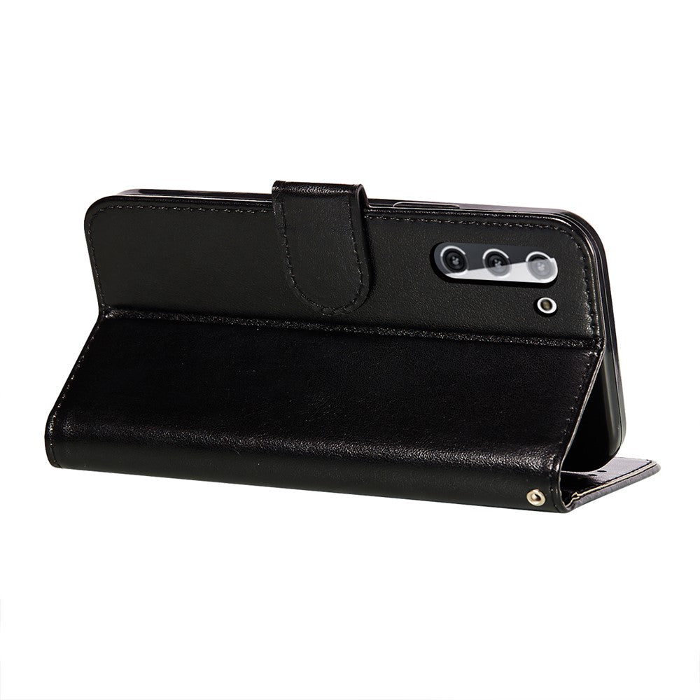 Dual-sided Magnetic Clasp Leather Case Wallet Stand Phone Shell for Samsung Galaxy S21 4G/5G