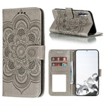 Imprint Mandala Flower Leather Phone Cover for Samsung Galaxy S21 4G/5G Stand Case
