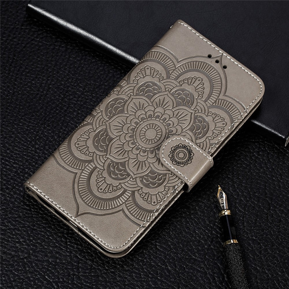 Imprint Mandala Flower Leather Phone Cover for Samsung Galaxy S21 4G/5G Stand Case