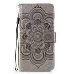 Imprint Mandala Flower Leather Phone Cover for Samsung Galaxy S21 4G/5G Stand Case