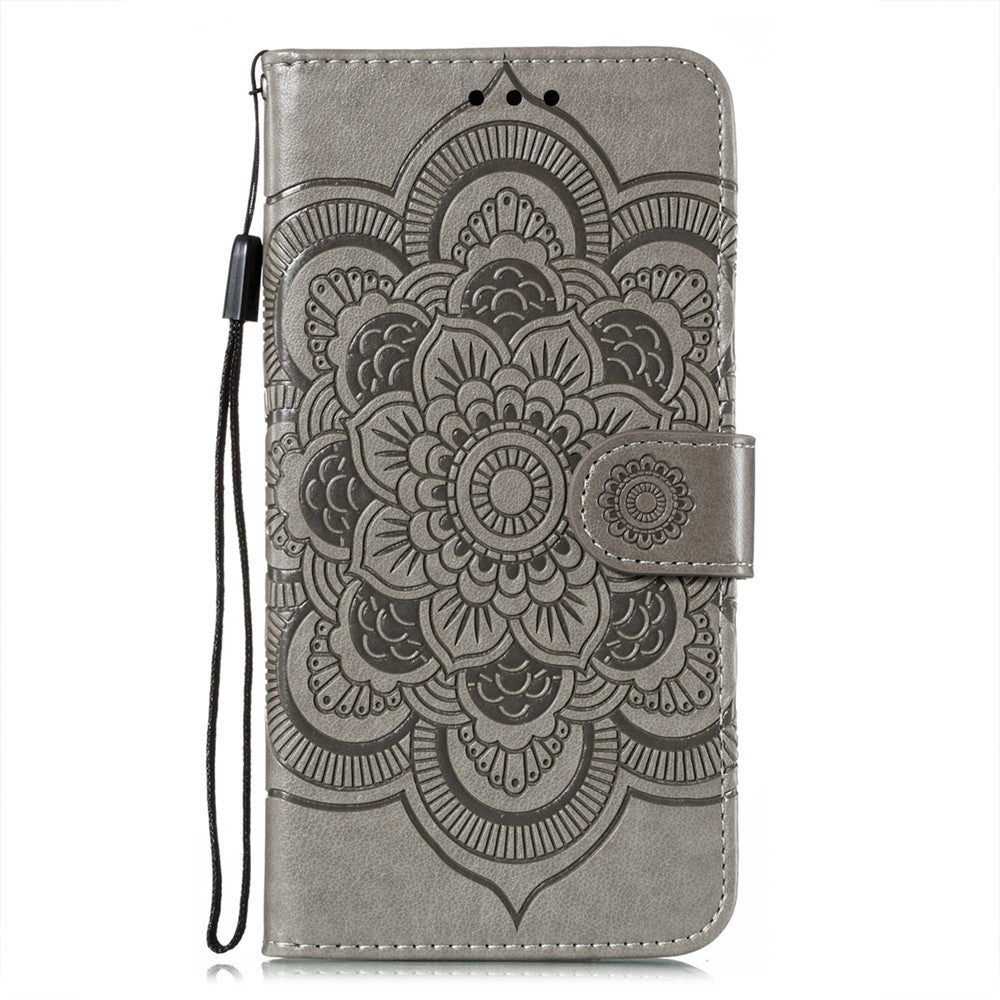 Imprint Mandala Flower Leather Phone Cover for Samsung Galaxy S21 4G/5G Stand Case