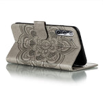 Imprint Mandala Flower Leather Phone Cover for Samsung Galaxy S21 4G/5G Stand Case
