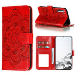 Imprint Mandala Flower Leather Phone Cover for Samsung Galaxy S21 4G/5G Stand Case
