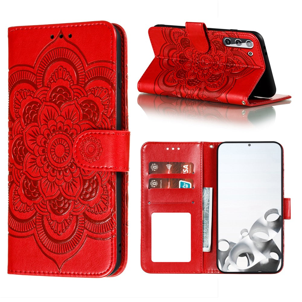 Imprint Mandala Flower Leather Phone Cover for Samsung Galaxy S21 4G/5G Stand Case