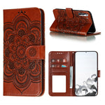 Imprint Mandala Flower Leather Phone Cover for Samsung Galaxy S21 4G/5G Stand Case