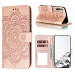 Imprint Mandala Flower Leather Phone Cover for Samsung Galaxy S21 4G/5G Stand Case