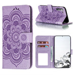 Imprint Mandala Flower Leather Phone Cover for Samsung Galaxy S21 4G/5G Stand Case