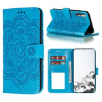 Imprint Mandala Flower Leather Phone Cover for Samsung Galaxy S21 4G/5G Stand Case