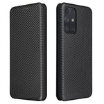 Samsung Galaxy A72 5G-mobilskal i læder, kulfiber-flipetui med kortholder, automatisk stødabsorberende etui