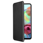 Samsung Galaxy A72 5G-mobilskal i læder, kulfiber-flipetui med kortholder, automatisk stødabsorberende etui