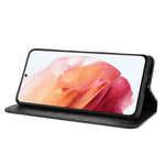 Självabsorberande plånboksfodral i läder i retrostil för Samsung Galaxy S21+ 5G
