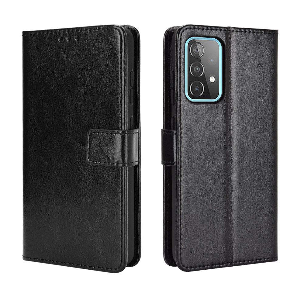 Fuld beskyttelse Crazy Horse tekstur læder cover med pung og stander til Samsung Galaxy A52 4G/5G / A52s 5G