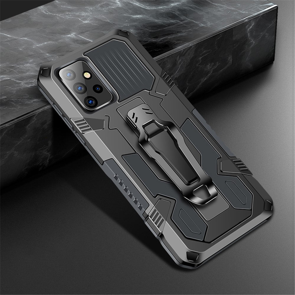Back Clip Plastic + TPU Hybrid Case Kickstand Shell with Built-in Metal Sheet for Samsung Galaxy A72 4G/5G