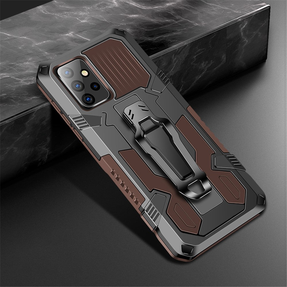 Back Clip Plastic + TPU Hybrid Case Kickstand Shell with Built-in Metal Sheet for Samsung Galaxy A72 4G/5G