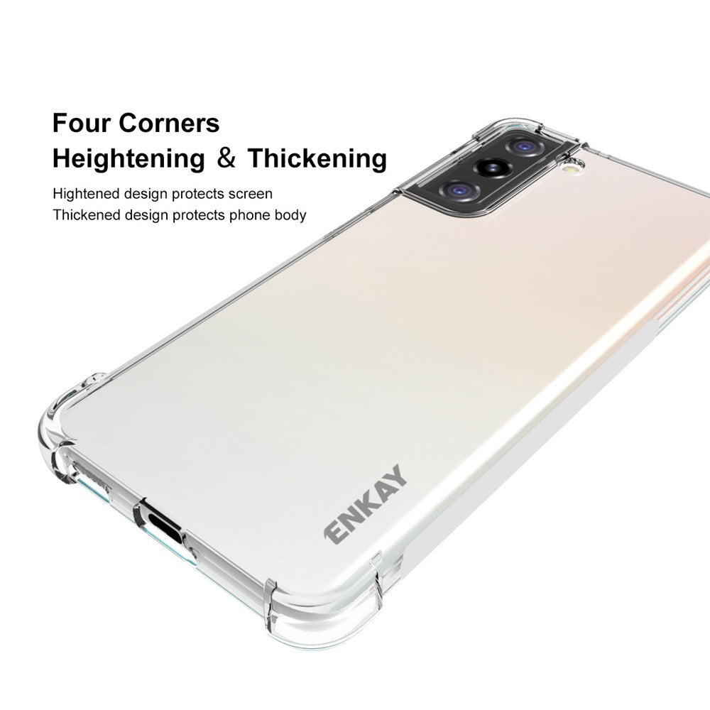 ENKAY HAT PRINCE ENK-PC093 Anti-slip 4 Corners Thickened Shockproof Clear TPU Cover for Samsung Galaxy S21+ 5G