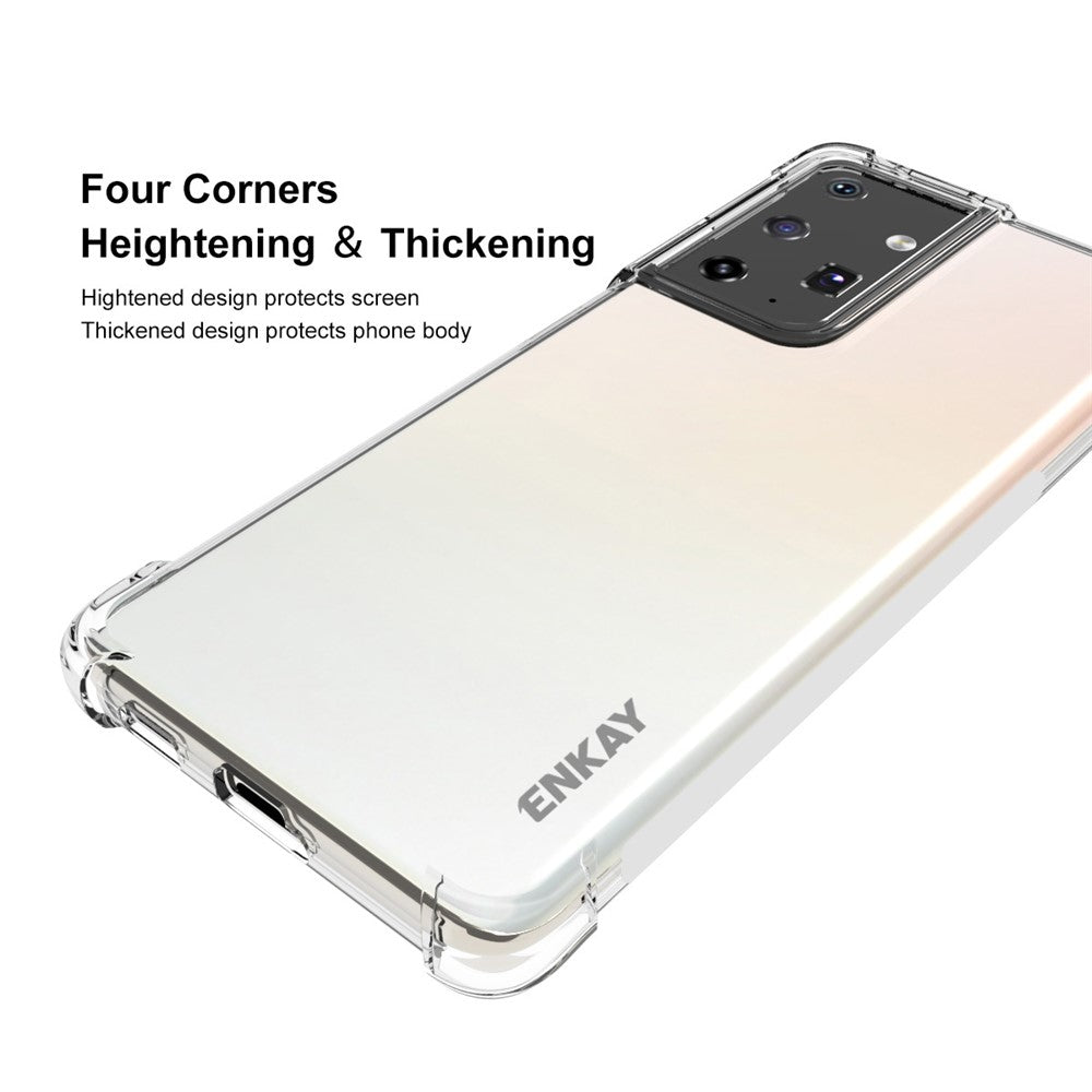ENKAY HAT PRINCE ENK-PC094 skridsikkert, stødsikkert og gennemsigtigt TPU-cover med forstærkede hjørner til Samsung Galaxy S21 Ultra 5G