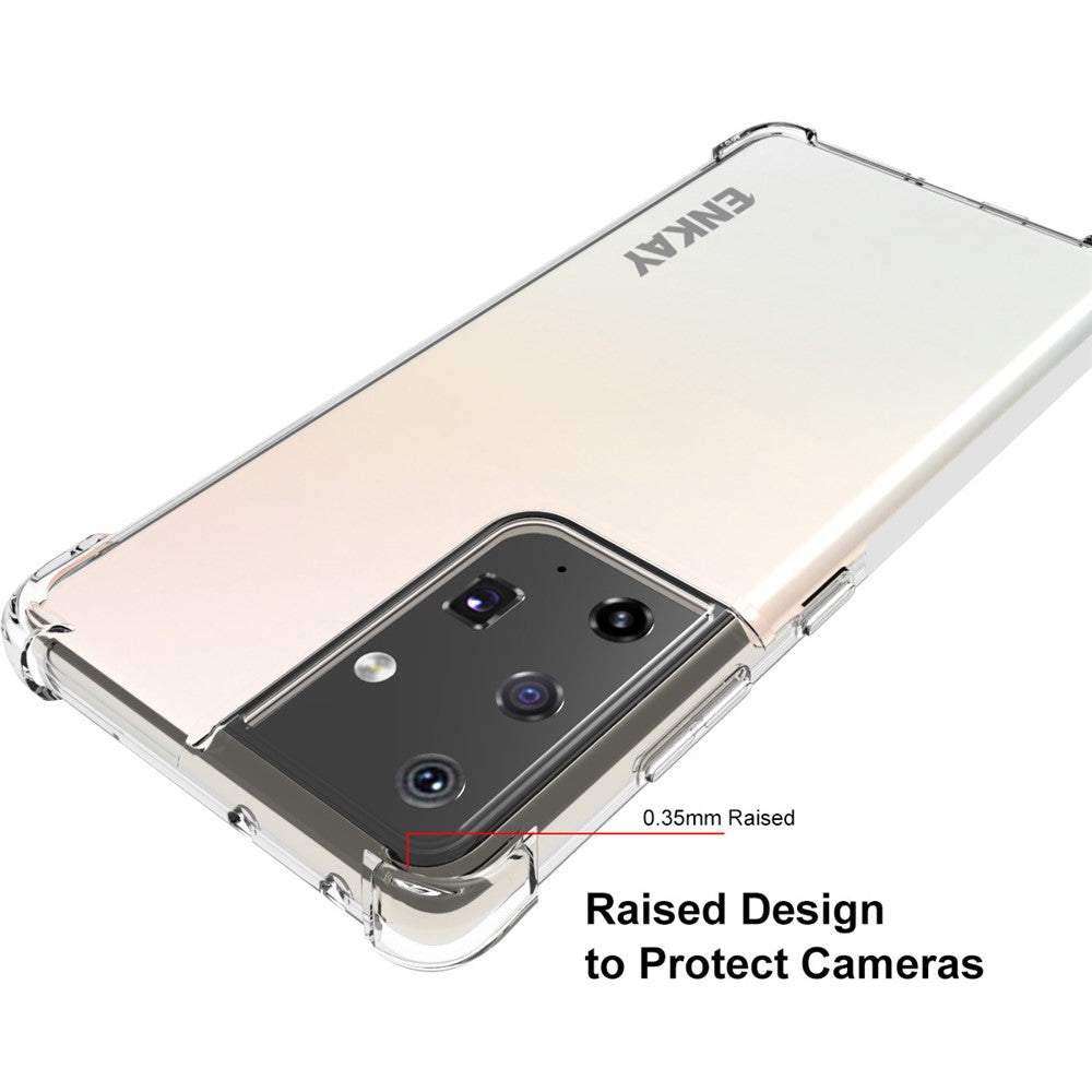 ENKAY HAT PRINCE ENK-PC094 skridsikkert, stødsikkert og gennemsigtigt TPU-cover med forstærkede hjørner til Samsung Galaxy S21 Ultra 5G