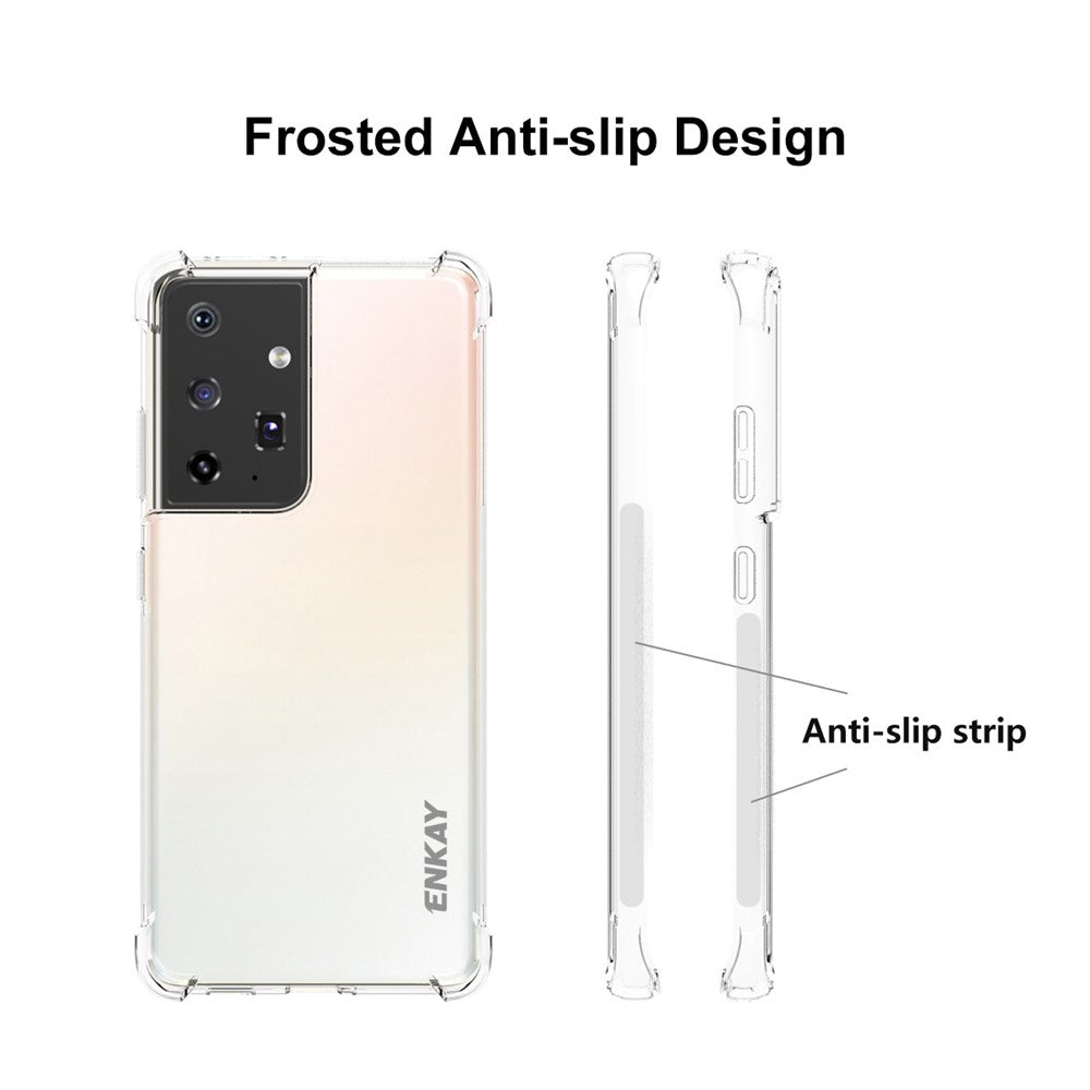 ENKAY HAT PRINCE ENK-PC094 skridsikkert, stødsikkert og gennemsigtigt TPU-cover med forstærkede hjørner til Samsung Galaxy S21 Ultra 5G
