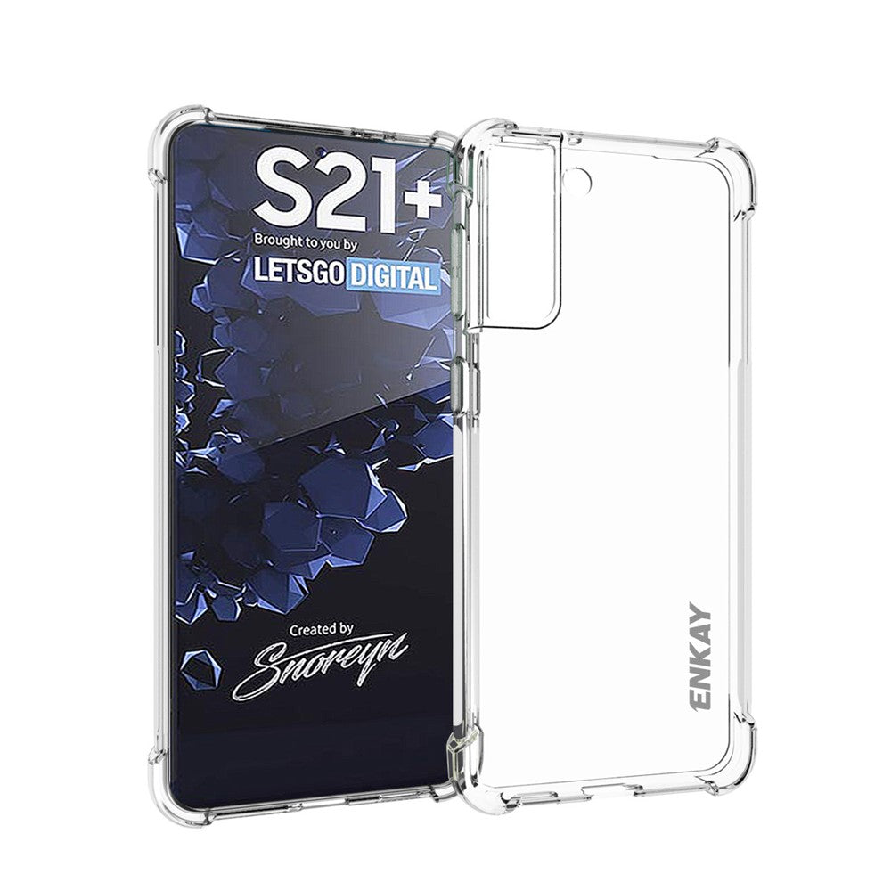 ENKAY Shockproof Transparent TPU Case with [Full Glue] 0.2mm 9H 2.5D Full Covering Tempered Glass Protector for Samsung Galaxy S21+ 5G