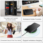 CASEME 008-serien för Samsung Galaxy S21 Ultra 5G PU-läder, dragkedja, multifunktionellt mobilskal, magnetiskt, avtagbart 2-i-1-plånboksfodral, stativ