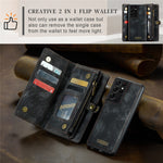 CASEME 008-serien för Samsung Galaxy S21 Ultra 5G PU-läder, dragkedja, multifunktionellt mobilskal, magnetiskt, avtagbart 2-i-1-plånboksfodral, stativ