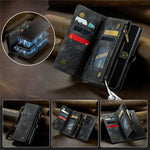 CASEME 008-serien för Samsung Galaxy S21 Ultra 5G PU-läder, dragkedja, multifunktionellt mobilskal, magnetiskt, avtagbart 2-i-1-plånboksfodral, stativ
