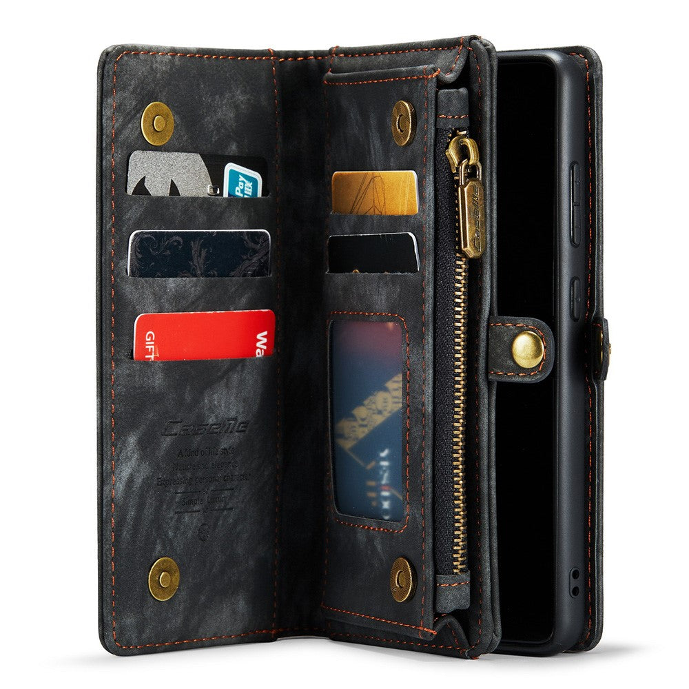 CASEME 008-serien för Samsung Galaxy S21 Ultra 5G PU-läder, dragkedja, multifunktionellt mobilskal, magnetiskt, avtagbart 2-i-1-plånboksfodral, stativ