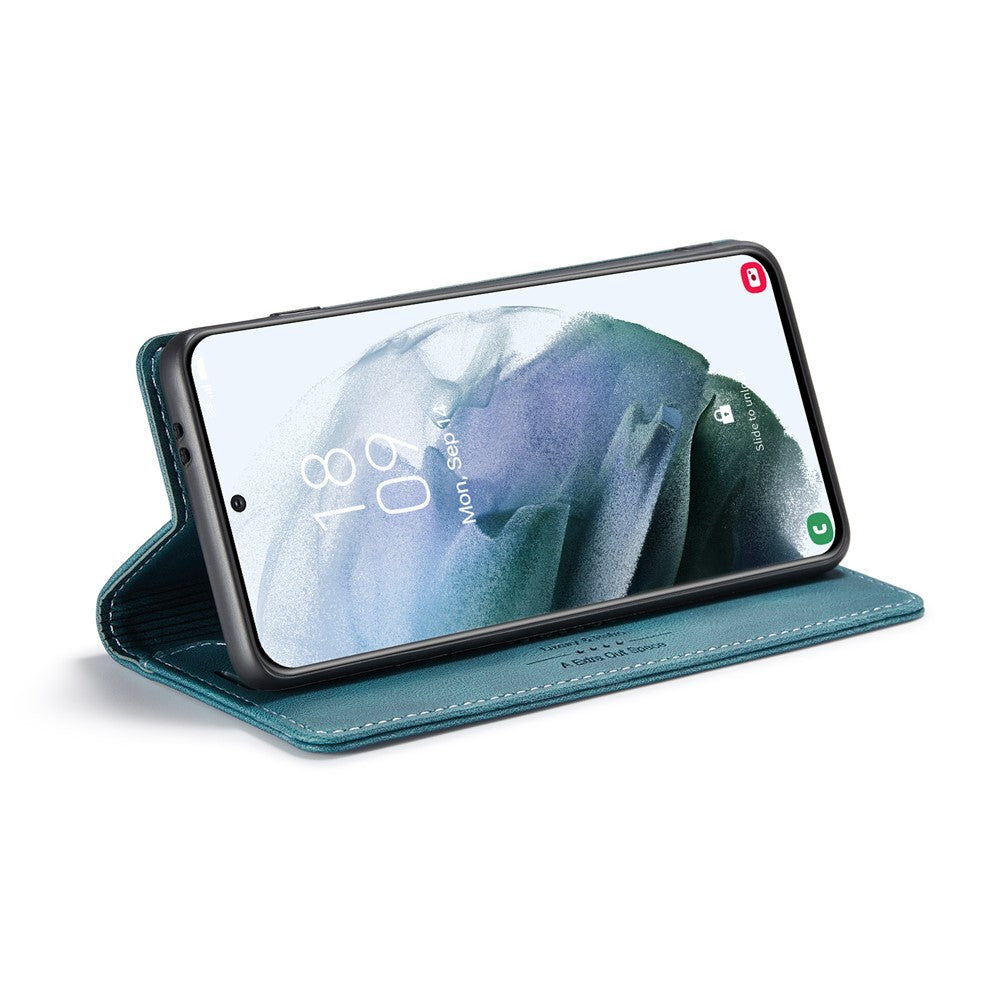 AUTSPACE A01 Series RFID-blokerende retro mat læderetui pung til Samsung Galaxy S21 4G/5G