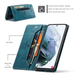 AUTSPACE A01 Series RFID-blokerende retro mat læderetui pung til Samsung Galaxy S21 4G/5G