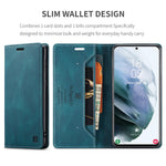 AUTSPACE A01 Series RFID-blokerende retro mat læderetui pung til Samsung Galaxy S21 4G/5G