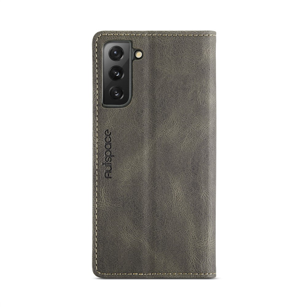 AUTSPACE A01 Series Retro Style Matte Stand Wallet Leather Case for Samsung Galaxy S21+ 5G