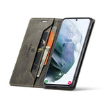 AUTSPACE A01 Series Retro Style Matte Stand Wallet Leather Case for Samsung Galaxy S21+ 5G