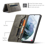 AUTSPACE A01 Series Retro Style Matte Stand Wallet Leather Case for Samsung Galaxy S21+ 5G