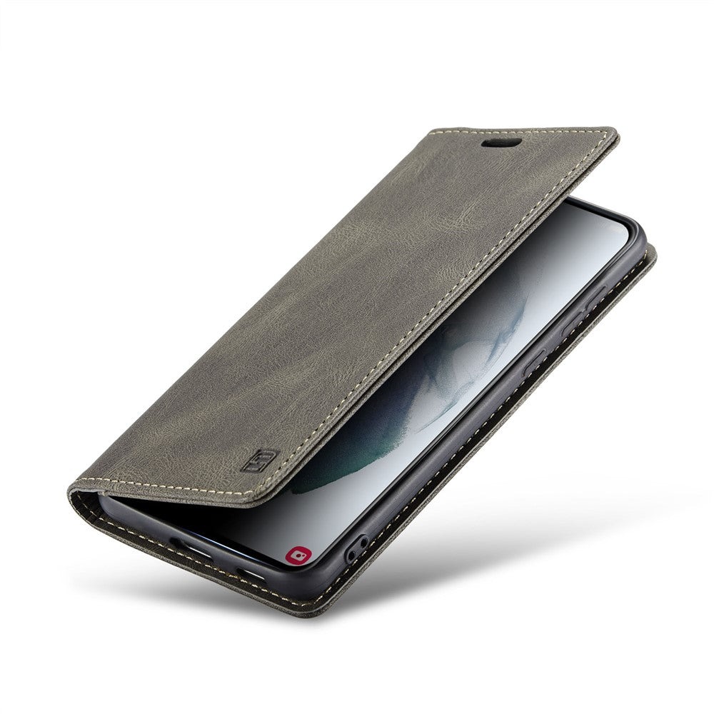 AUTSPACE A01 Series Retro Style Matte Stand Wallet Leather Case for Samsung Galaxy S21+ 5G