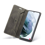 AUTSPACE A01 Series Retro Style Matte Stand Wallet Leather Case for Samsung Galaxy S21+ 5G