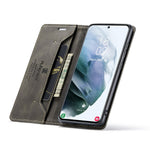 AUTSPACE A01 Series Retro Style Matte Stand Wallet Leather Case for Samsung Galaxy S21+ 5G