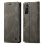 AUTSPACE A01 Series Retro Style Matte Stand Wallet Leather Case for Samsung Galaxy S21+ 5G