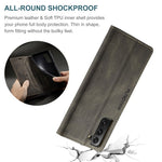 AUTSPACE A01 Series Retro Style Matte Stand Wallet Leather Case for Samsung Galaxy S21+ 5G