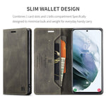 AUTSPACE A01 Series Retro Style Matte Stand Wallet Leather Case for Samsung Galaxy S21+ 5G