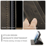 AUTSPACE A01 Series Retro Style Matte Stand Wallet Leather Case for Samsung Galaxy S21+ 5G