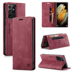 AUTSPACE A01 Series til Samsung Galaxy S21 Ultra 5G Læderpung RFID Blokerende Cover