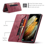 AUTSPACE A01 Series for Samsung Galaxy S21 Ultra 5G Leather Case Wallet RFID Blocking Cover