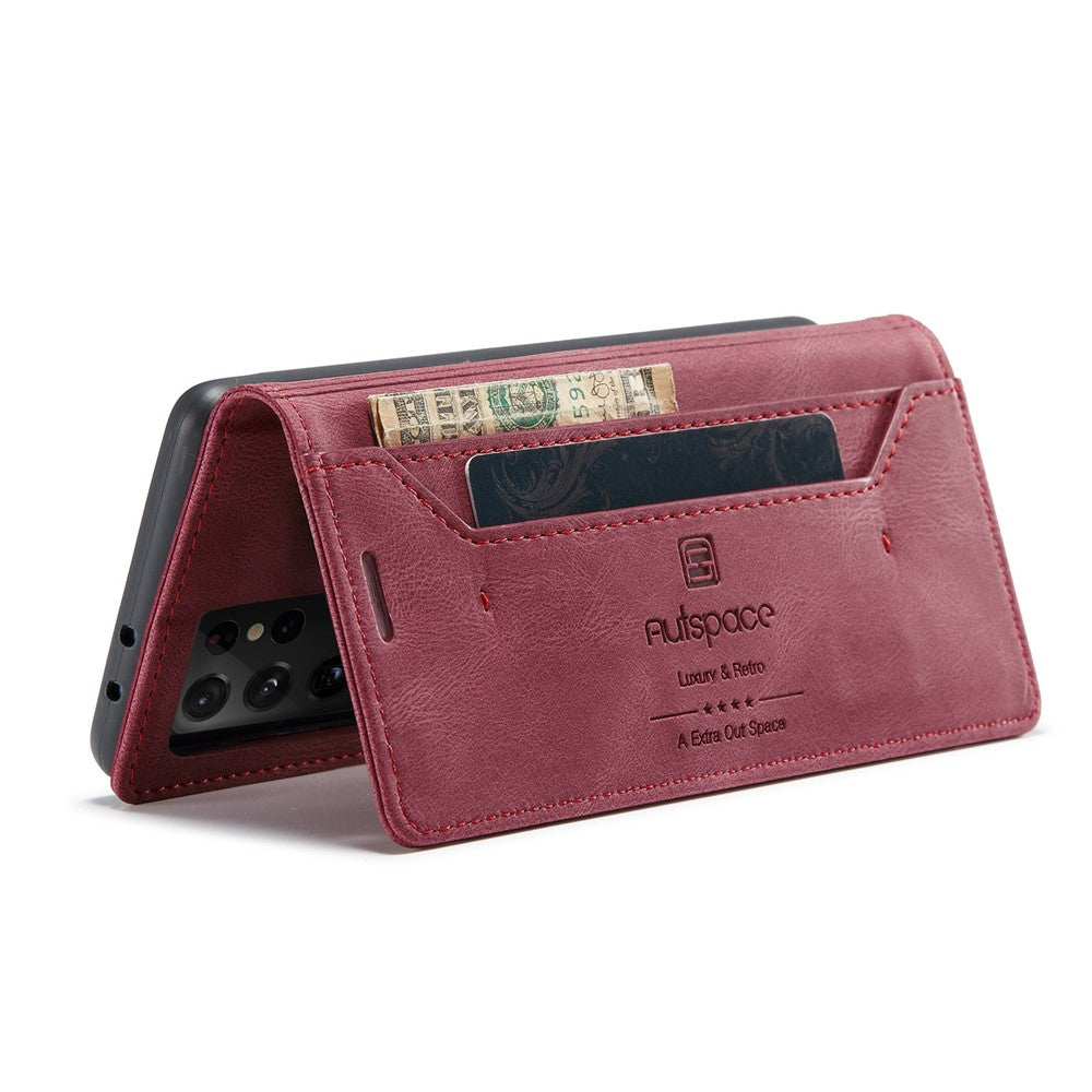 AUTSPACE A01 Series for Samsung Galaxy S21 Ultra 5G Leather Case Wallet RFID Blocking Cover